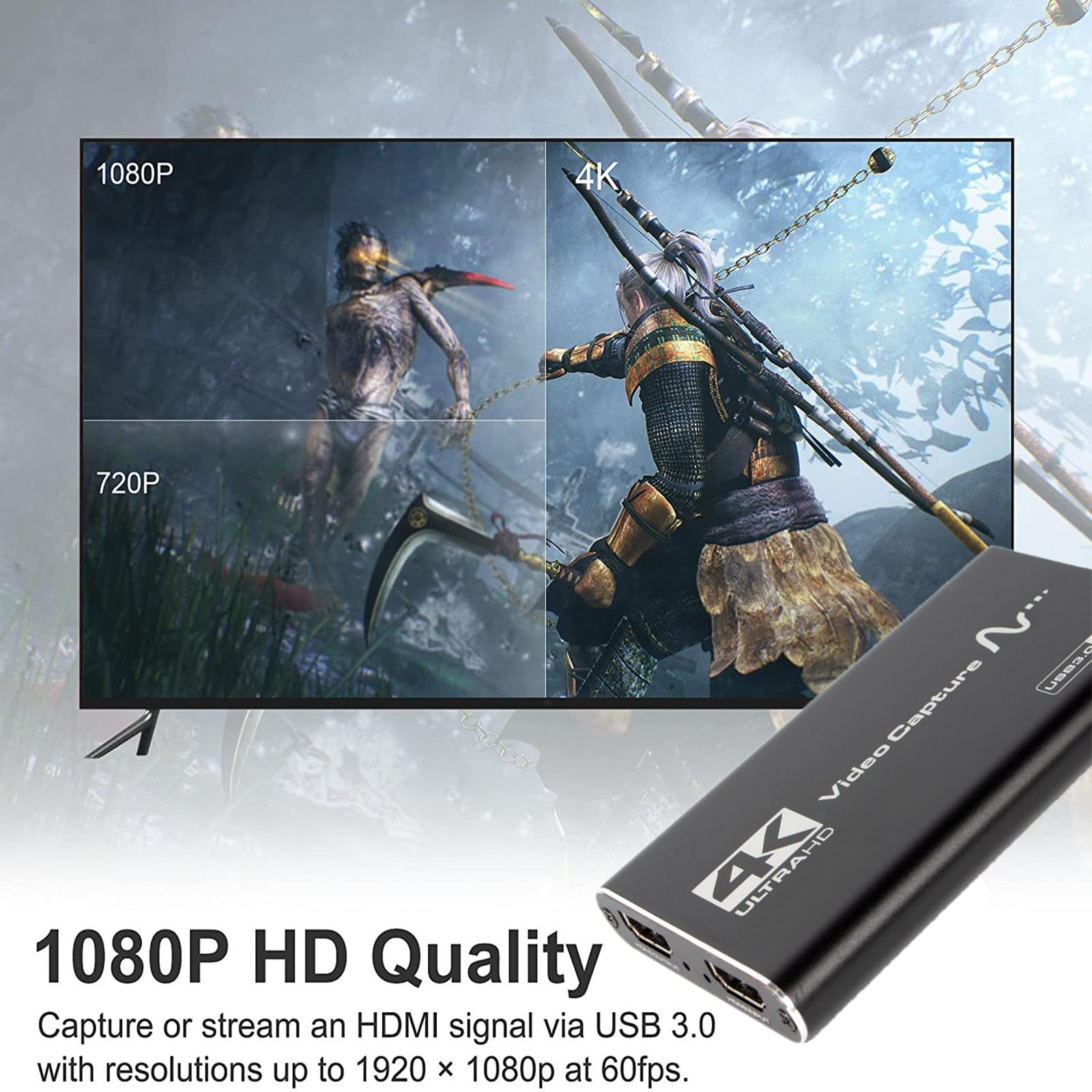 Dispositivo de captura de video HDMI HD 4K USB 3.0 HDMI a USB captura de video 1080P @60Hz para transmisión en vivo y grabación
