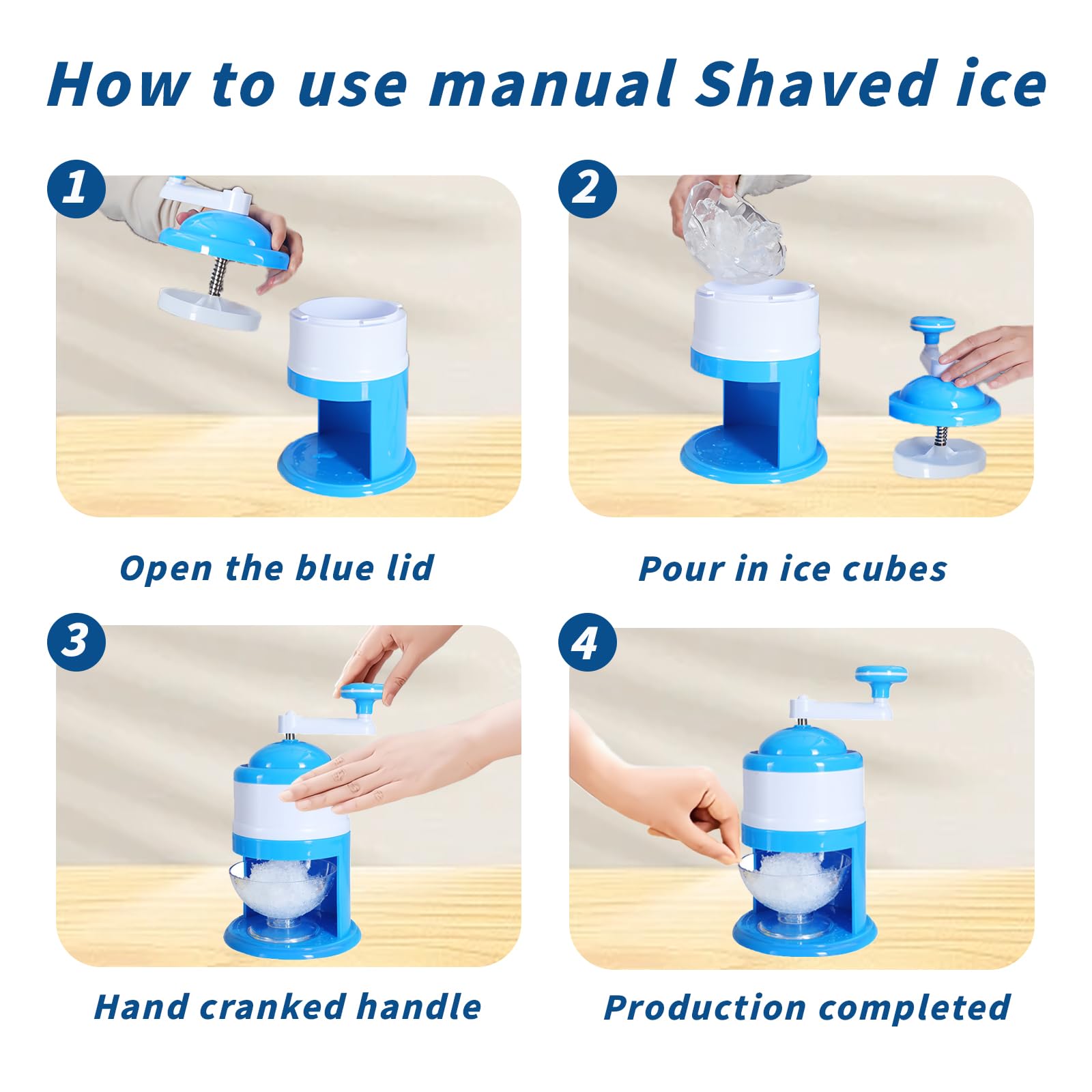Tritaghiaccio,Ice Slush Machine，Macchina per Rasoio per Ghiaccio con Neve，Slush Machine，Ottimo per Frullati e Ghiaccio Tritato - Senza BPA (Blu)