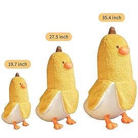 PEACH CAT Banana Duck Plush Toy Cute Plushie Hugging Plush Pillow Duck Stuffed Animal for Girls and Boys Yellow 19.7