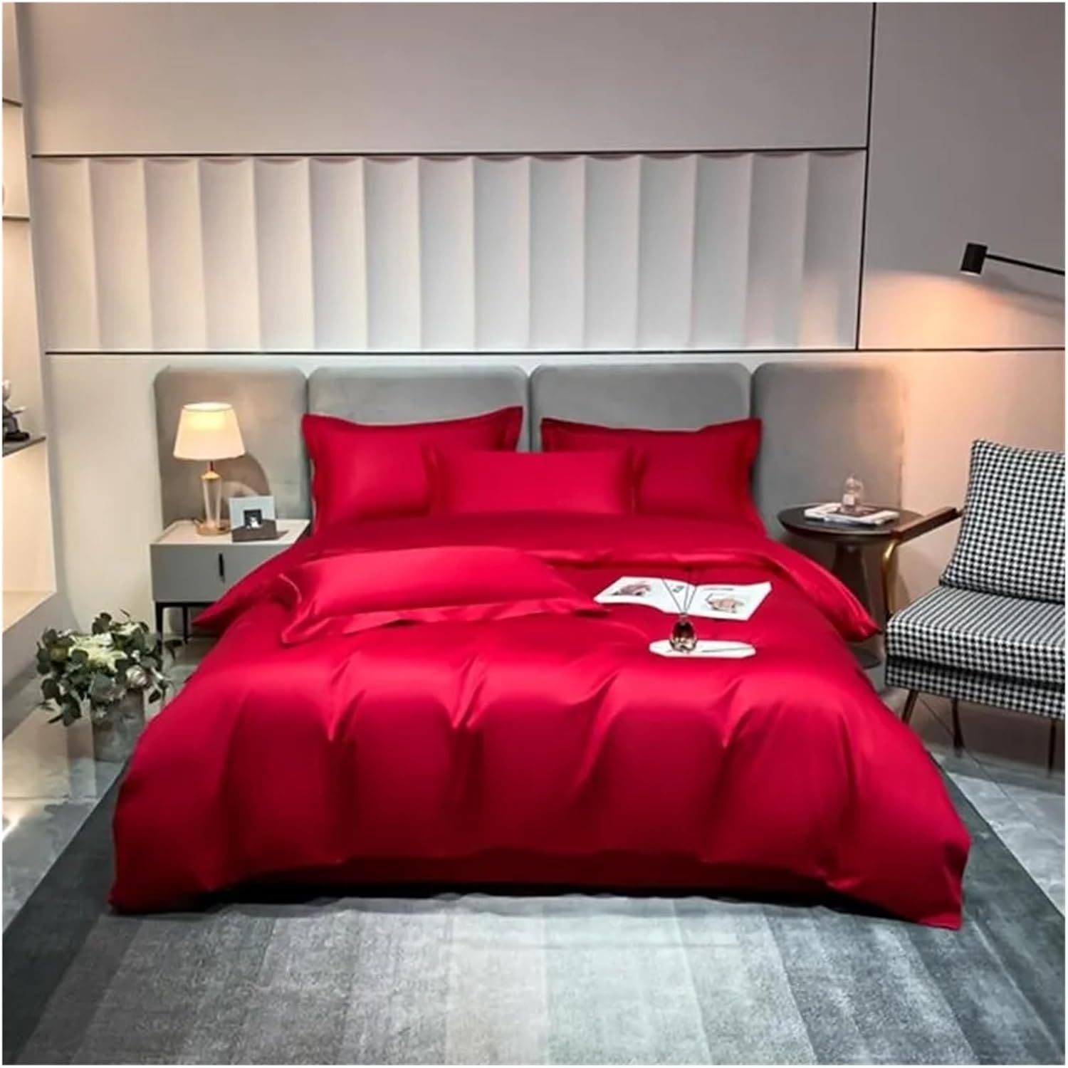 1000TC Long Staple Cotton Premium Bedding Set Luxury Quality Soft Super King Family Size Plain Duvet Cover Bed Sheet Pillowcases,Bed