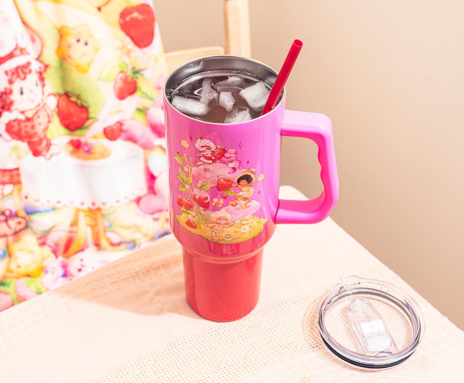 Silver Buffalo Care Bears and Strawberry Shortcake Ombre Double Walled Stainless Steel Tumbler with Handle, Fits in Standard Cup Holder, 40 Ounces - Image 8