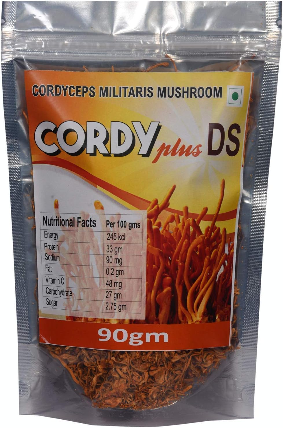 CORDYCEPS INDIA, Cordy Plus DS 90 Gram Dried Premium Cordyceps Militaris Mushroom