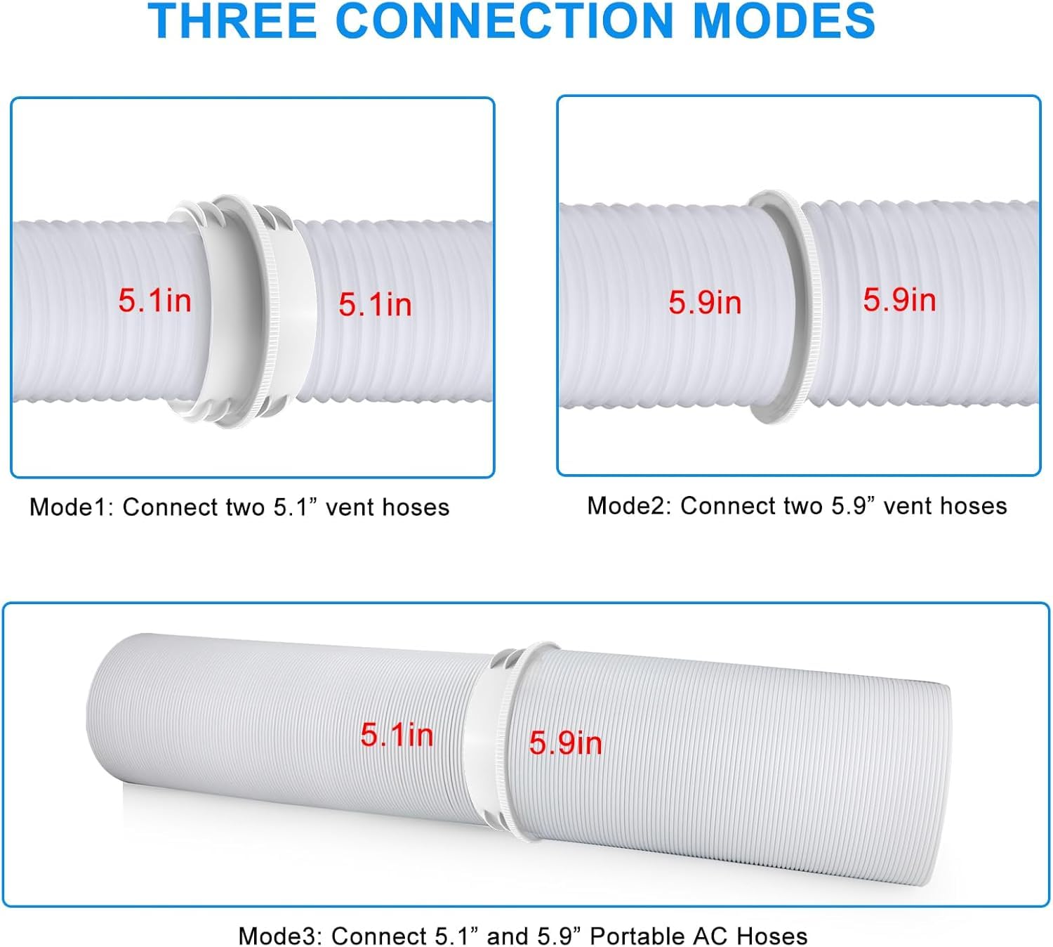 Adaptador Tubo Aire Acondicionado Portatil 130 mm Interior/150 mm Exterior Extensor Tubo Flexible Aire Acondicionado Portátil Adaptador Universal Conector