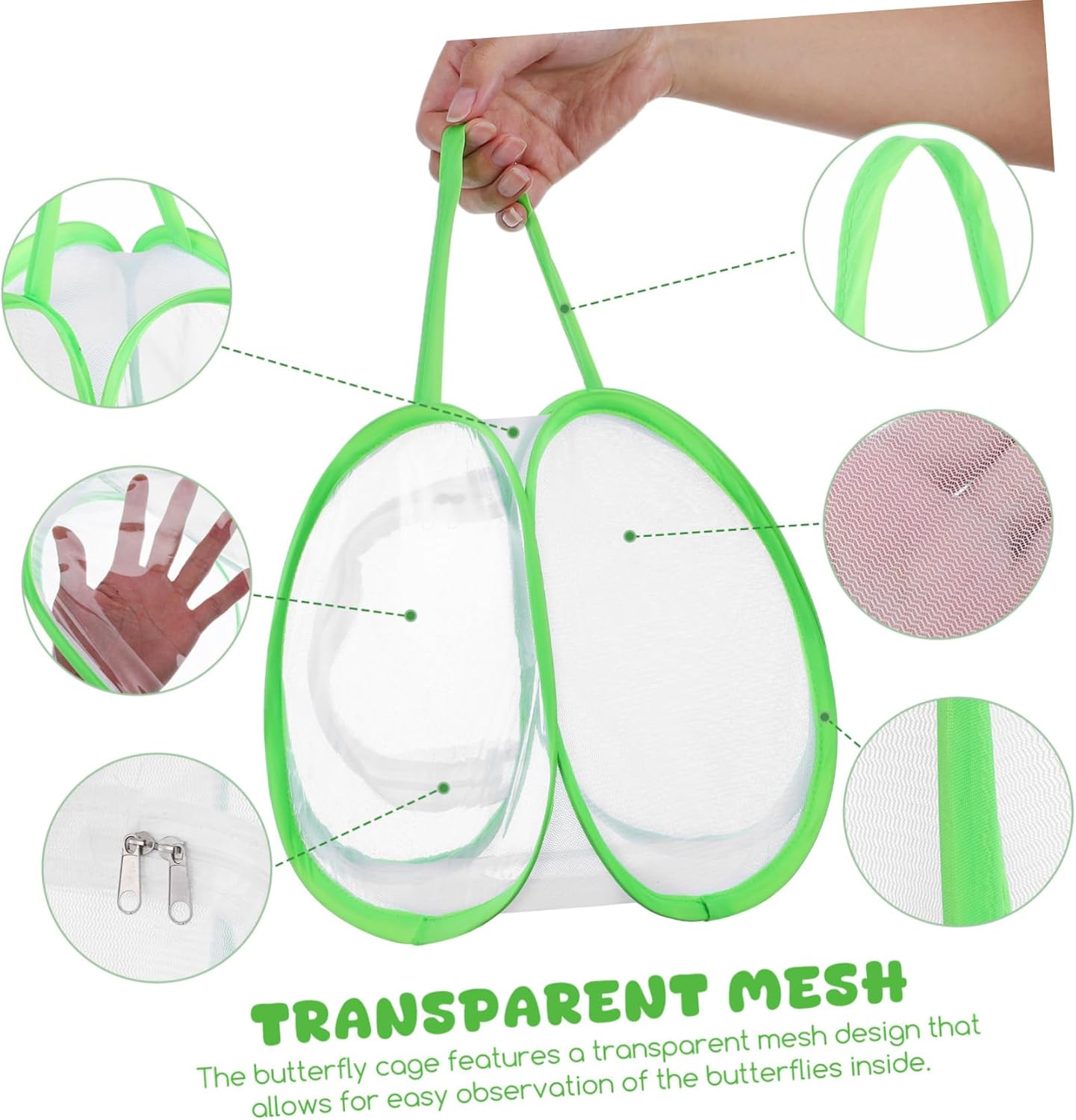 2pcs Portable Mesh Butterfly Habitat Cage Large Capacity Soft Mesh Easy Observation