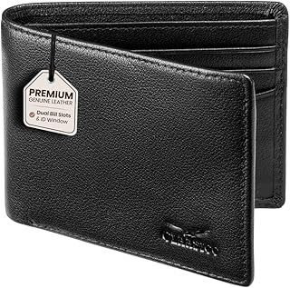Claasico Men’s Bifold Wallet for Men – Genuine Leather RFID Wallet, Slim Billfold Cardholder w/ID Window – Gift Box Included