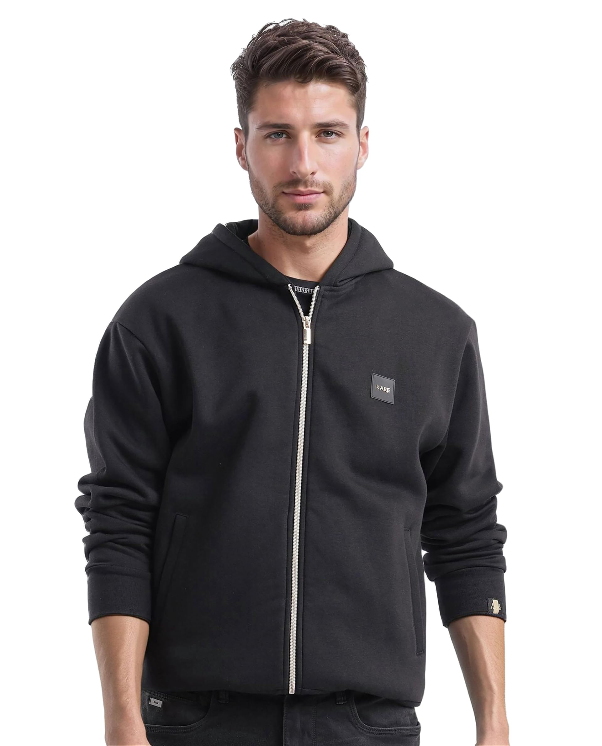 rare rabbit Men's Anderson-2 Regular Solid Cotton Hooded Long Sleeve Sweatshirt-picture-29