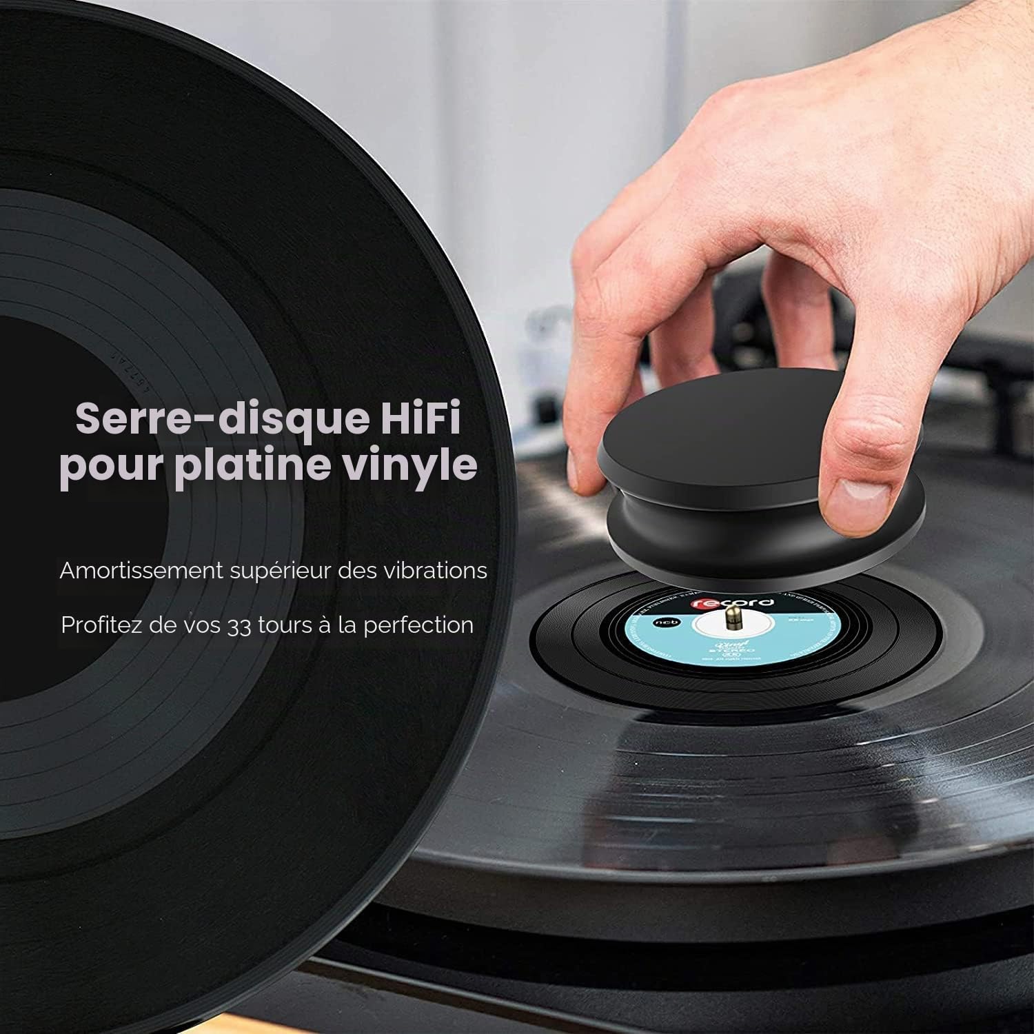 DIGITNOW Stabilisateur de Poids pour Tourne-Disque en Aluminium Compatible avec la Plupart des platines Noir