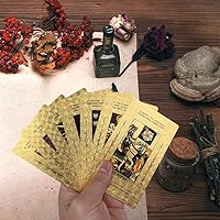 Vista 4 de SUNHHX Tarjetas de tarot, cubierta de 78 cartas de tarot, de PVC, resistente a las arrugas, de lujo, lámina dorada, cartas clásicas de tarot