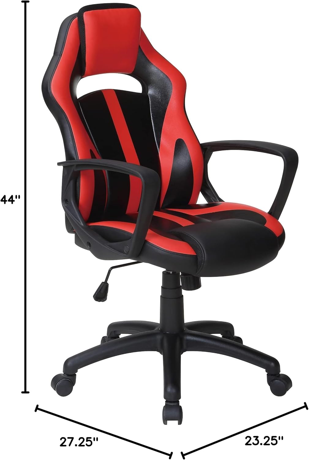 Influx Modern Black and Blue Faux Leather Gaming Chair with Lumbar Support
