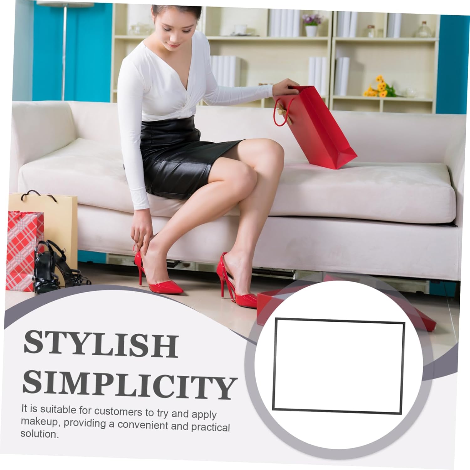 MAGICLULU High Definition Shoe Store Floor Mirror with Aluminum Frame Multi Functional Small Makeup and Dressing Mirror Freestanding Tip Design for Shoe Fitting and Cosmetics Modern European