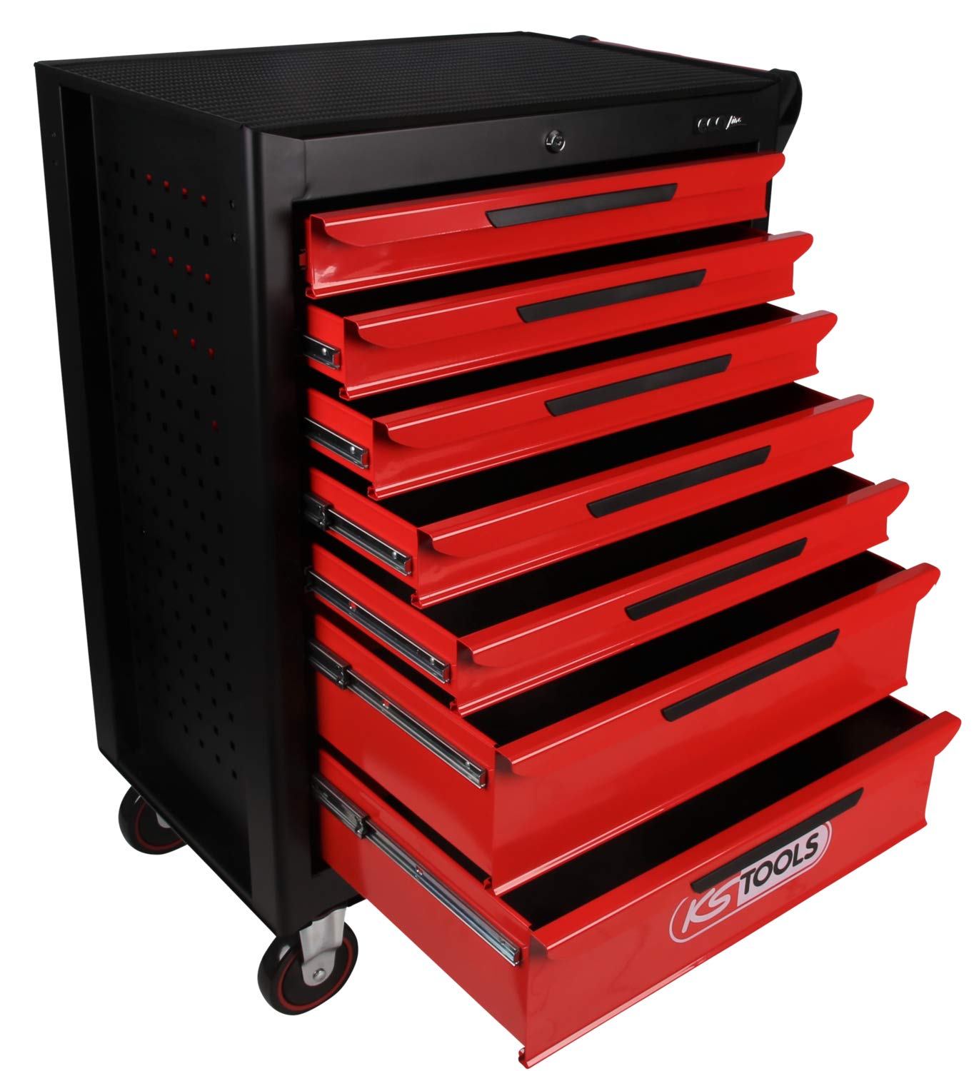 KS Tools 897.0007 Carro de taller ECOline NEGRO/ROJO con 7 cajones