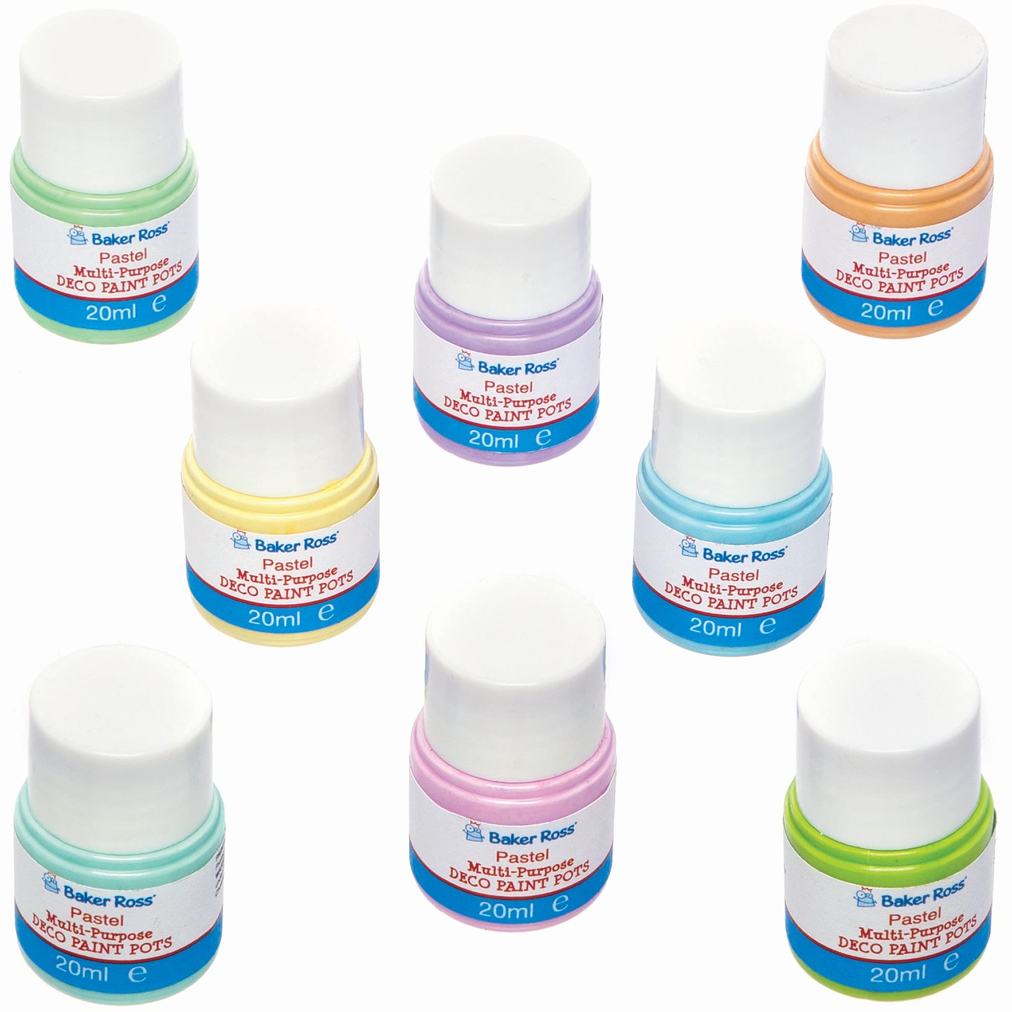 Baker Ross Pastel Deco Paint Pots - Pack of 8, Paint for Kids (FC347)