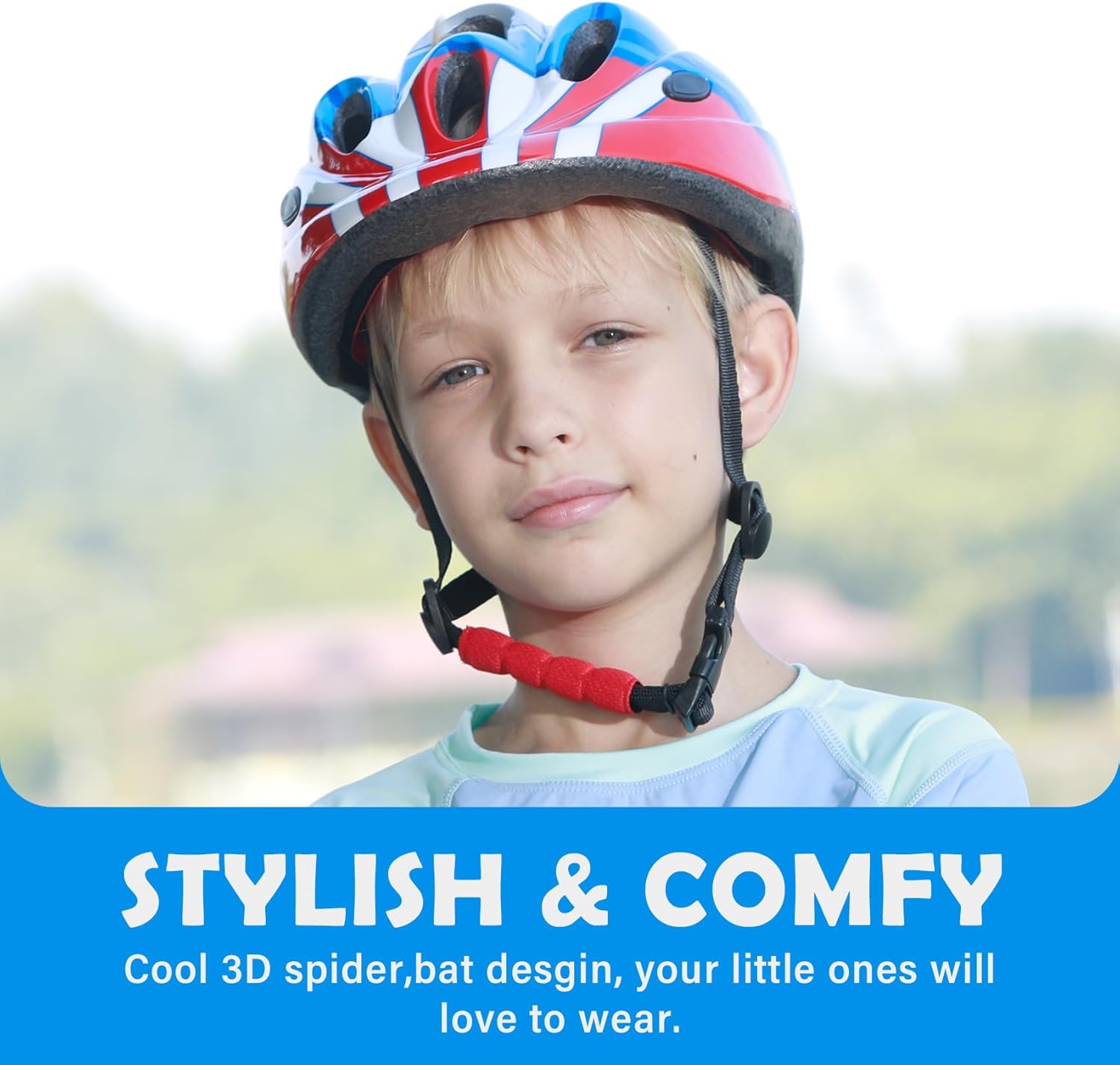 Kids Toddler Bike Helmet, Adjustable Boys Girl Helmets from Baby to Children(Age 1-8), Multi Sports for Bicycle Skate with LED Light