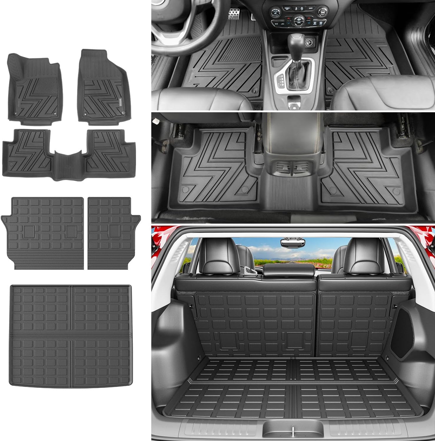 powoq Cargo Mat Compatible with 2019-2023 Jeep Cherokee Trunk Mat TPE Cargo Liner Trunk Liner Replacement for 2019 2020 2021 2022 2023 Jeep Cherokee Accessories