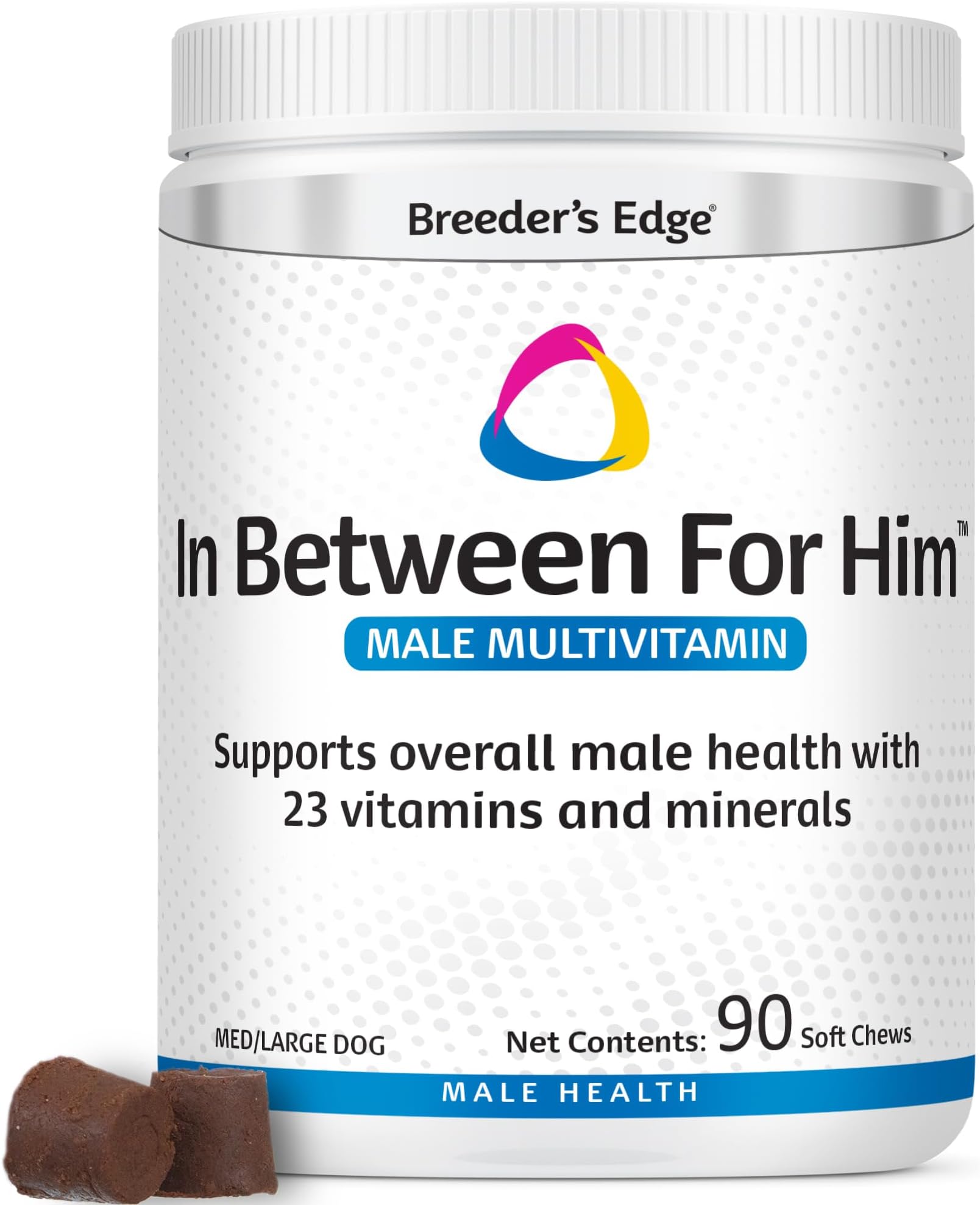 Breeder’s Edge in Between for Him Supplement for Male Dogs & Cats, Daily Multivitamin Supporting Energy & Reproductive Health, with Essential Vitamins & Minerals, 90ct Medium & Large Dog