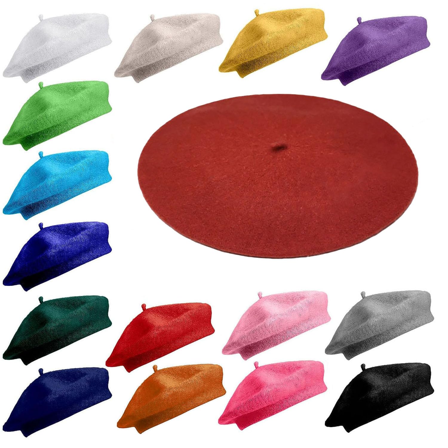 Van Der Linn Unisex Colour 18 Burgundy Plain Beret Wool Warm French Hat (Uk, Alpha, One Size, )