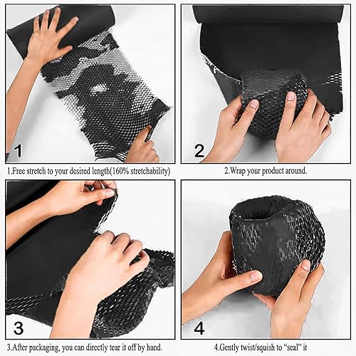 Miniatura 3 de onesimcr Envoltura de papel de envoltura de panal rosa de 15 x 131 pies, alternativa sostenible al envoltorio de burbujas para