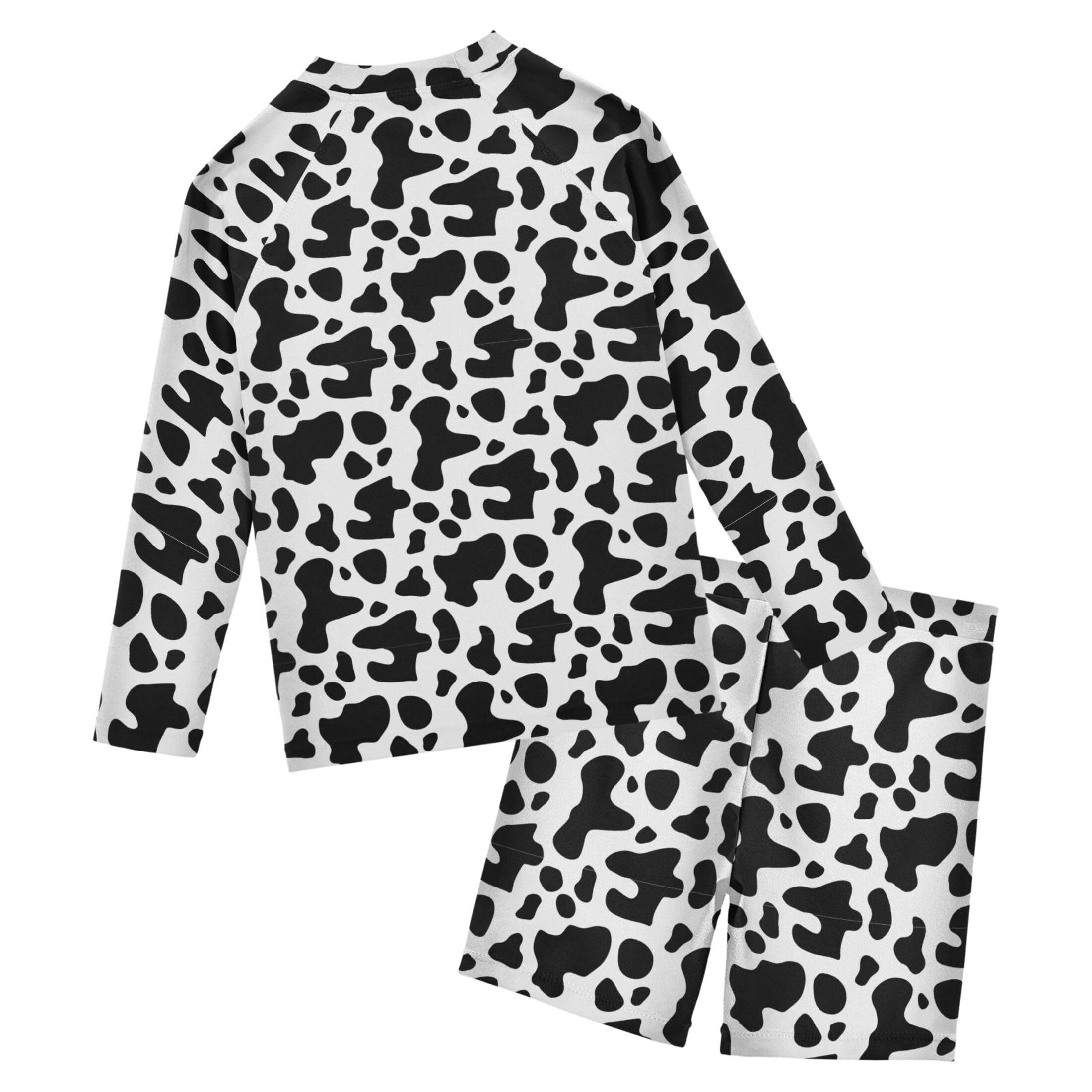 Cow Pattern Baby Boys' Toddler Long Sleeved Rashguard Swim Bathing Suit Set B0404687