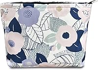 Vista 1 de STARDW Bolsas de cosméticos de flores para mujeres y niñas, bolsa de maquillaje de viaje, bolsa de maquillaje de lona de gran capacidad, bolsa