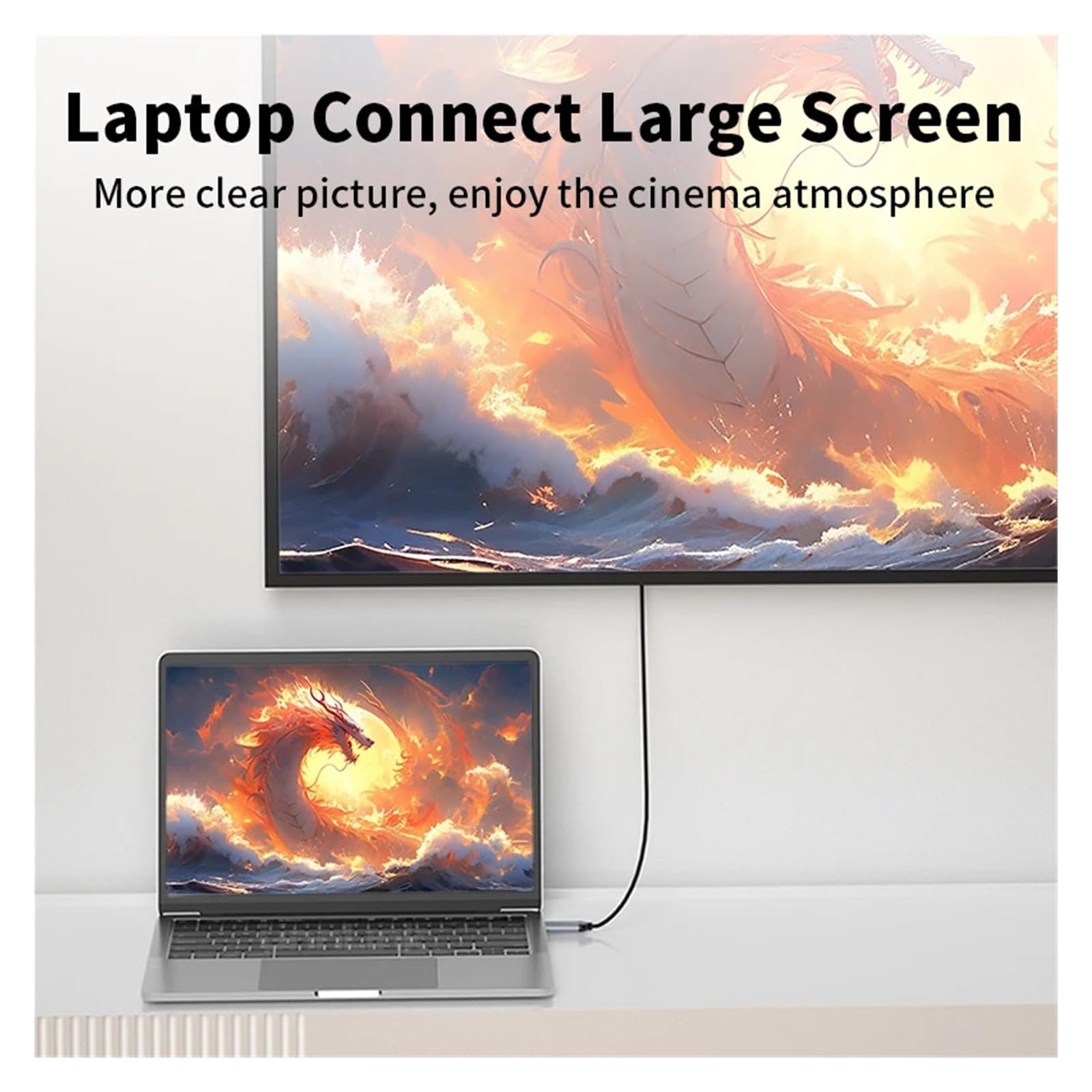 Câble De Connexion Audio-vidéo HDR Dynamique 4K 60Hz DisplayPort Vers HDMI, Câble De Connexion Audio-vidéo DP Vers HDMI for HDTV, PC, Moniteur, HUB(DP to HDMI Cable-2m)