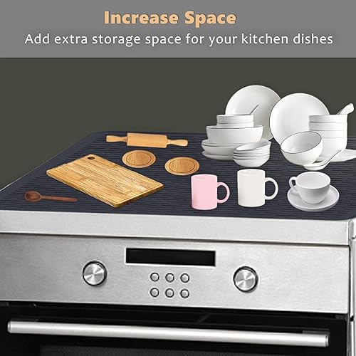 Miniatura 4 de Qivine Cubiertas de estufa para estufa de gas, 28 x 20 pulgadas, resistente al calor, para encimera, cubierta de silicona para estufa superior de