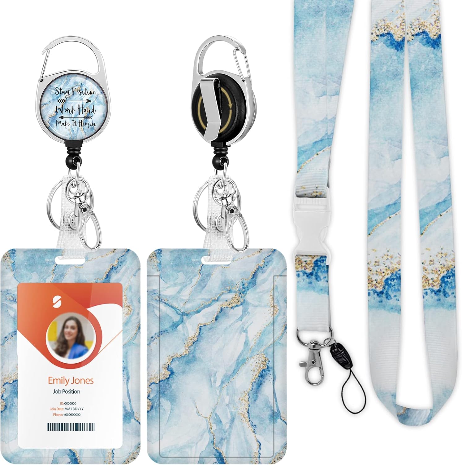 Metal Lanyard ID Holder Badge Neck Strap Leather Pass Work Card Business Strap E - Foto 11