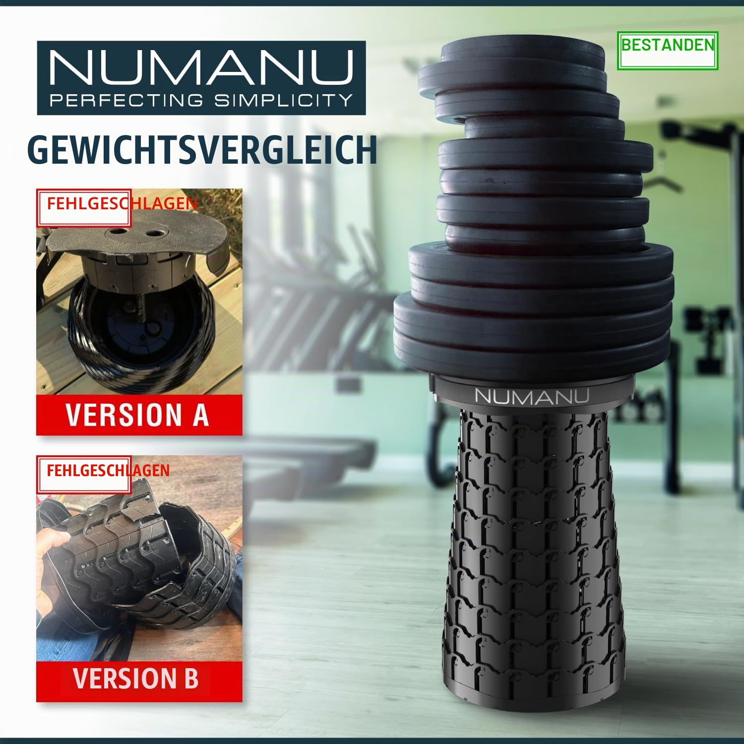 NUMANU 2026 Verbesserter XXL-Klapphocker mit Kissen und Tasche, max. Gewicht 453,6 kg, 50 cm, robust, tragbar, einziehbar, teleskopierend, zusammenklappbar, Sitzstuhl oder Reise-Fußstütze