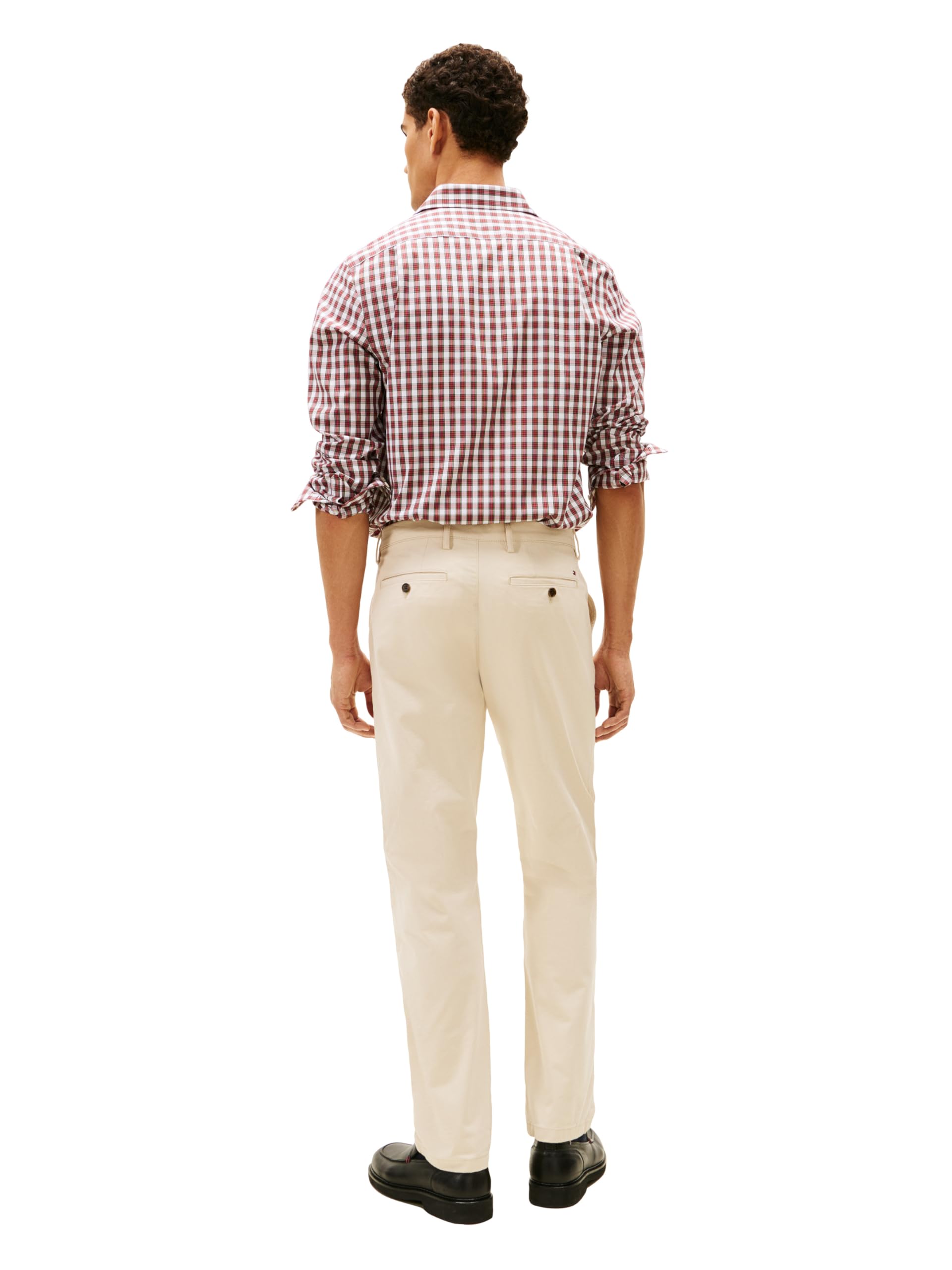 Tommy Hilfiger Pantalones chinos elásticos para hombre, con pantalones casuales de ajuste personalizado, color caqui arena, 38 de ancho x 32 de largo de EE. UU, Caqui arena, Small