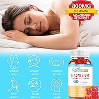 Vista 5 de Gomitas de glicinato de magnesio de 500 mg con L-treonato, vitamina D, B6, potasio y CoQ10 Fórmula compleja sin azúcar para una mejor calidad