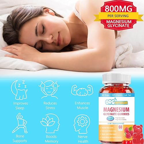 Miniatura 2 de Gomitas de glicinato de magnesio  Sin azúcar  Sin gluten  Sin OMG  Apto para veganos  Gomitas de magnesio calmantes para adultos y niños, 120