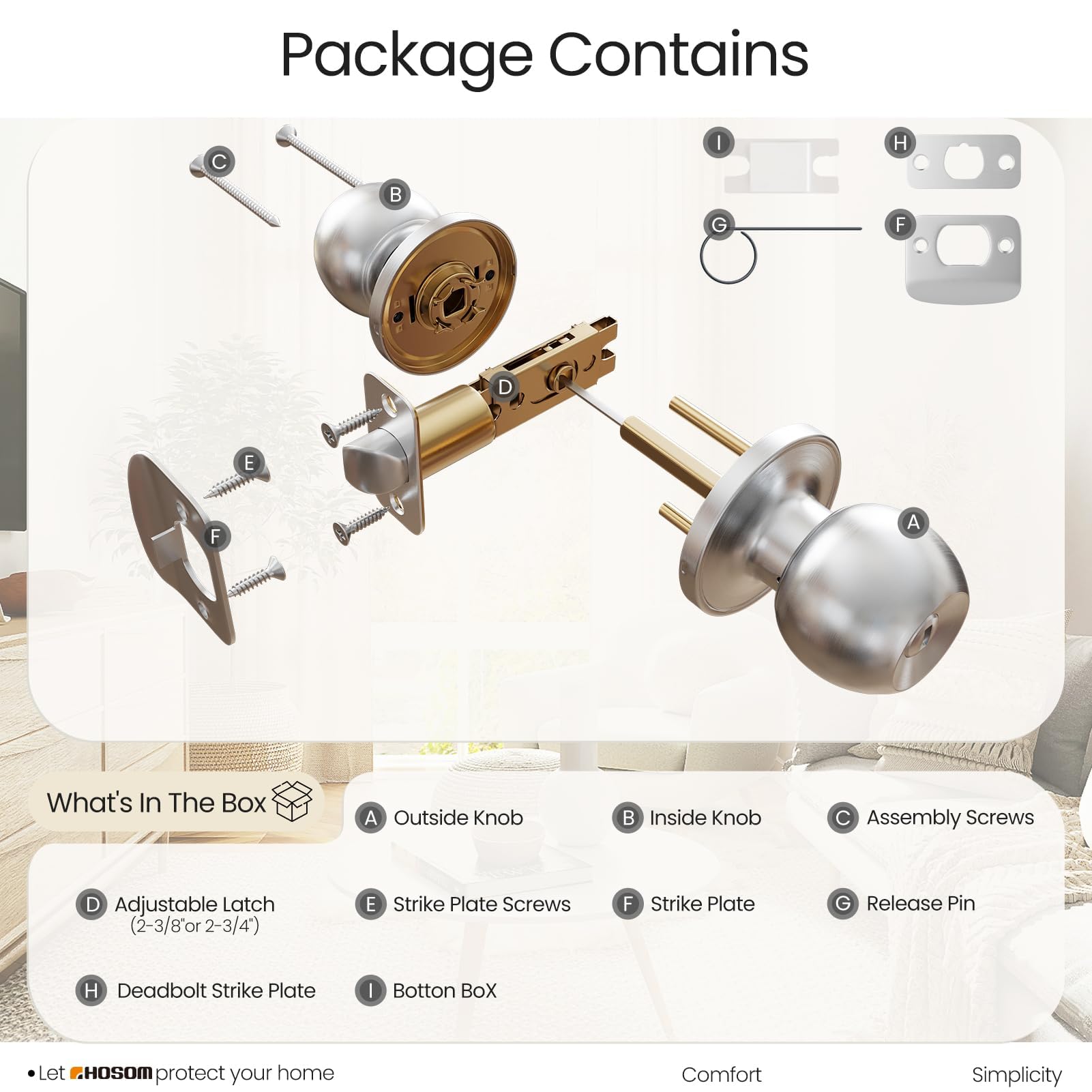 Privacy Door Knobs with Lock - 2 Pack Satin Nickel -8 Privacy Door Knobs with Lock - 2 Pack Satin Nickel -8