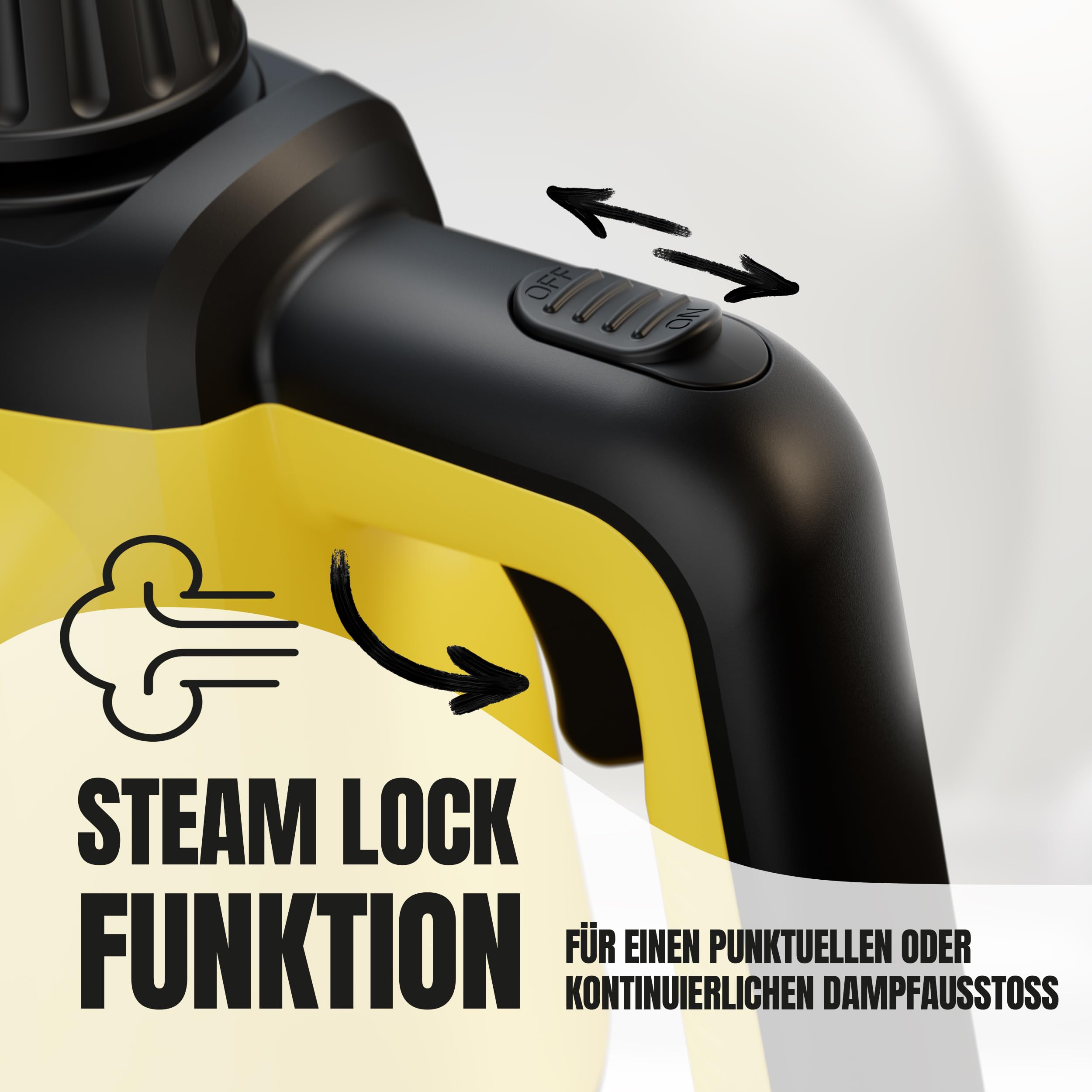 HEINRICHS Dampfreiniger, Handdampfreiniger für zuhause, Steam Cleaner, kurze Aufheizzeit 5 min., 400ml Wassertank, 3,5 Bar Dampfdruck, 5m Kabel, für Auto, Küche, Bad, Polster, Boden, Fenster, 1200W
