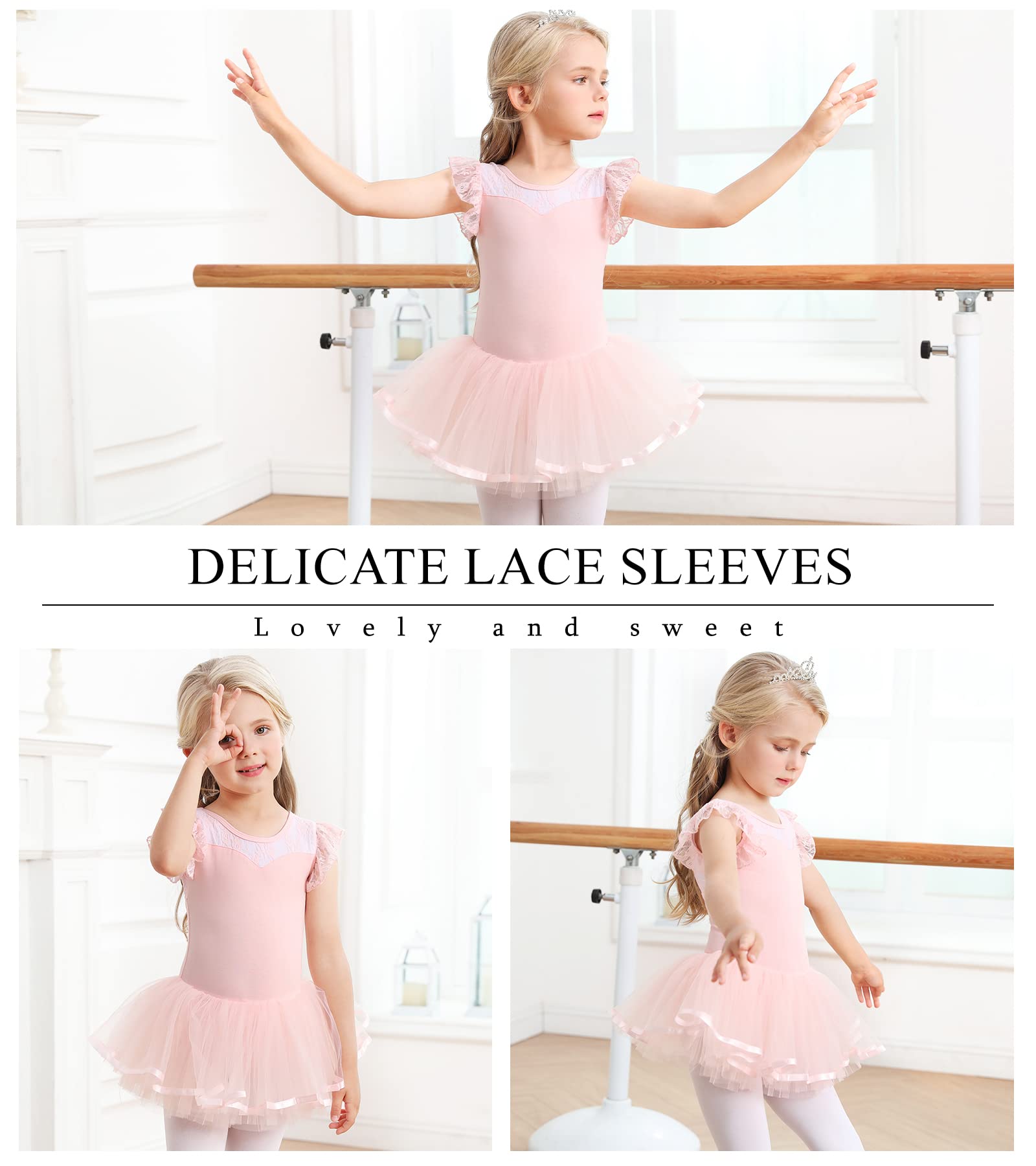 Mädchen Ballettkleidung Ballettkleid Baumwolle Tanzkleid Tutu Ballett Tütü Kinder Balletttrikot mit Rock Ballerina Kleid