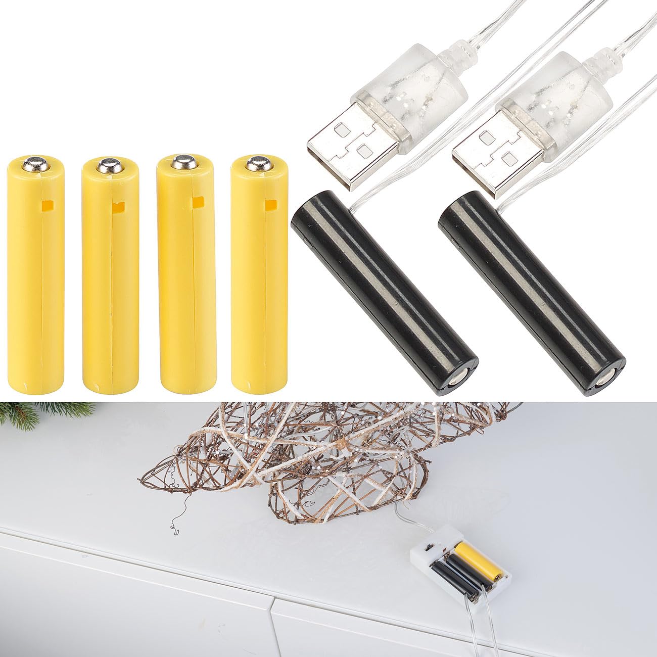 Revolt Adattatore di batteria USB universale 4 pezzi per dispositivi 3V 4,5V AA AAA