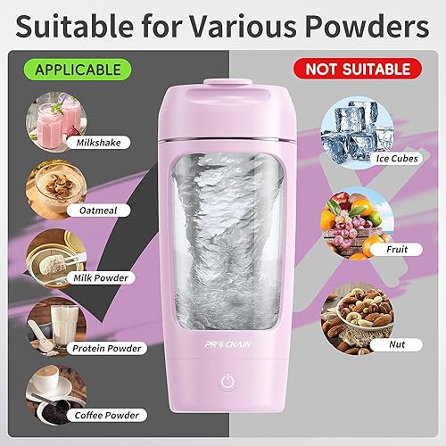 Miniatura 6 de Botella mezcladora eléctrica de proteínas, mezclador de batidos de proteínas recargable por USB, con taza de almacenamiento de polvo, botellas de
