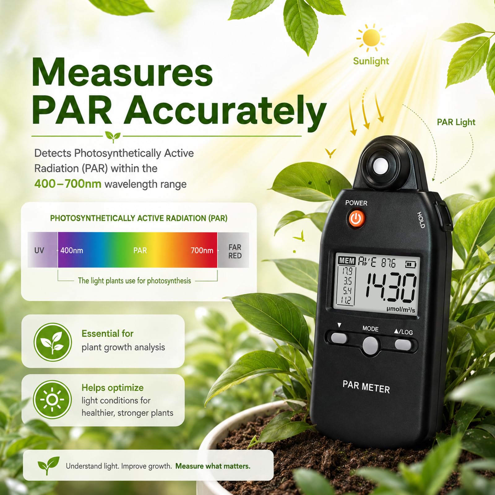 LED Grow Light PAR Meter - Precise Plant Light Measurement -5