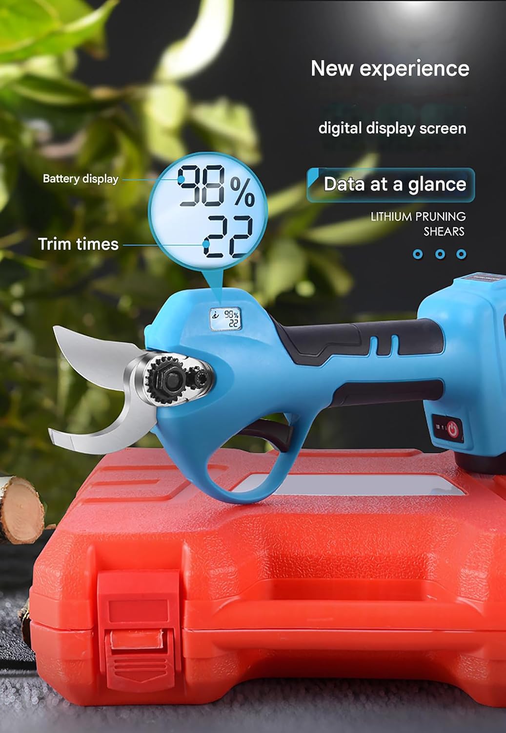 Electric Pruning Shears for Gardening, 1.1" Cutting Diameter Rechargeable Fruit Tree Trimmer Cordless Pruner with LCD Display, 2.0Ah Battery