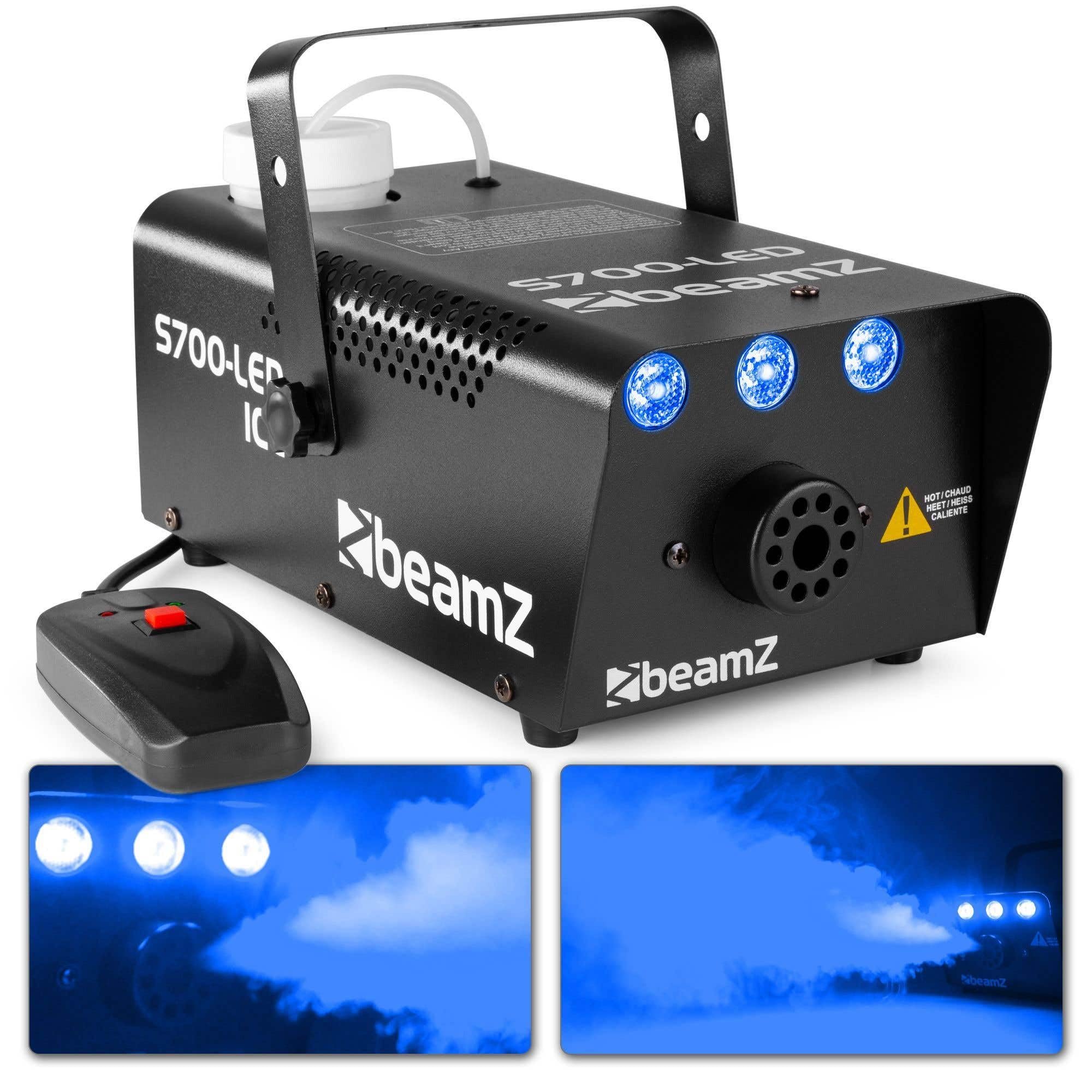 BeamZ S700LED ICE Nebelmaschine mit Lichteffekt 700 Watt inkl. 5 Liter Nebelfluid + Reiniger, Rauchmaschine mit LED, Fog Machine, Kabelfernbedienung, für DJs, Hauspartys, Hochzeiten, Veranstaltungen