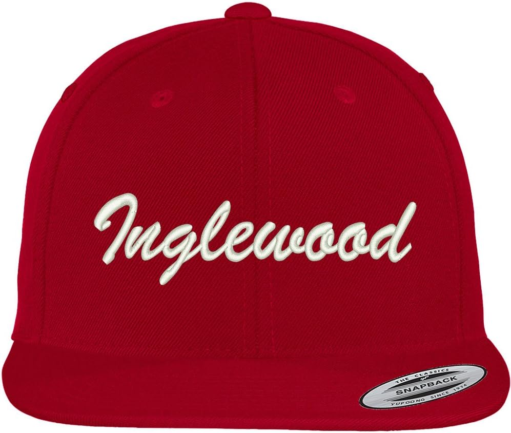 Trendy Apparel Shop Inglewood Embroidered Flat Bill Adjustable Snapback Cap