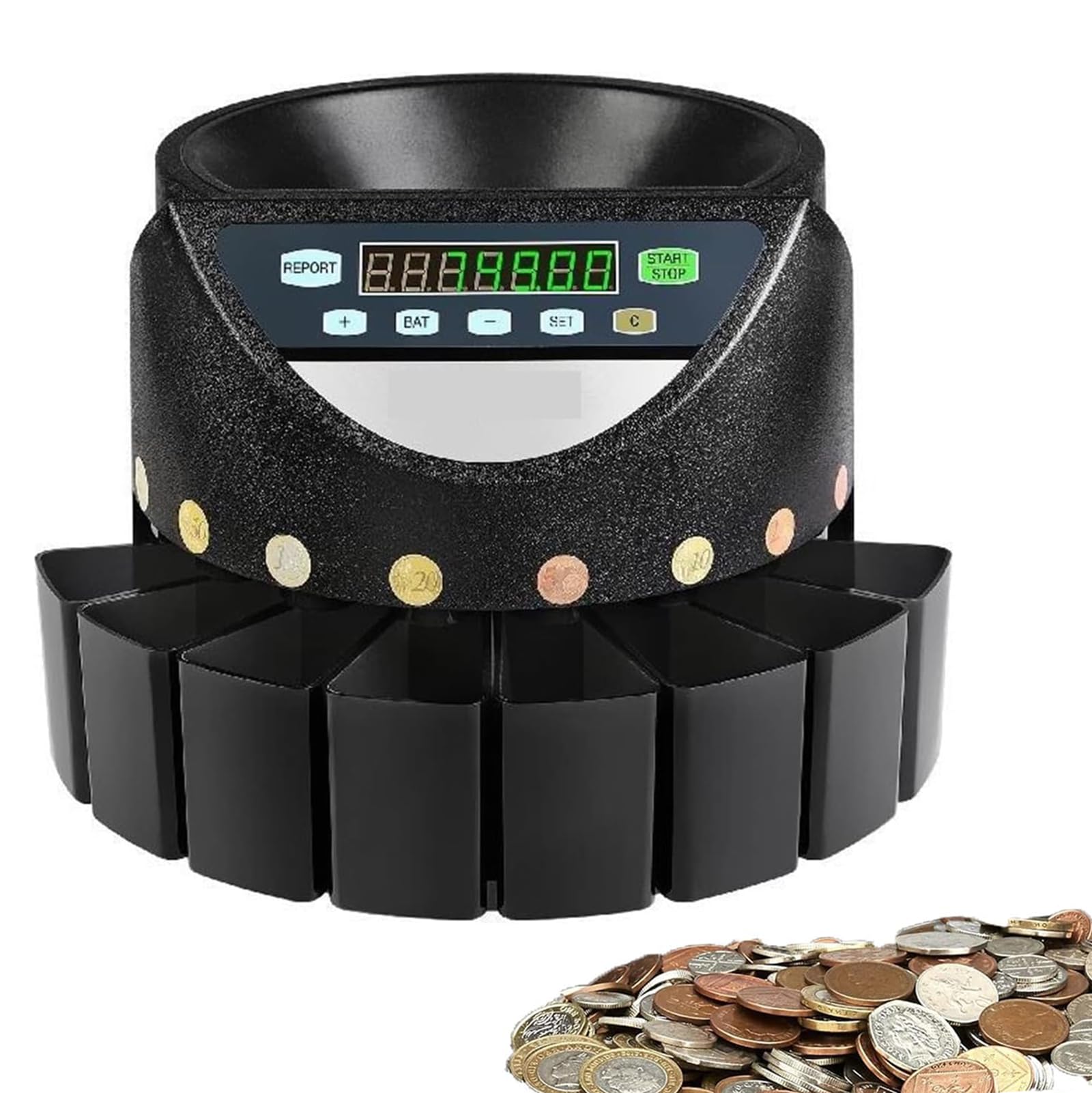 電子コイン計数機、デジタルコインカウンターソーター、コイン直径15