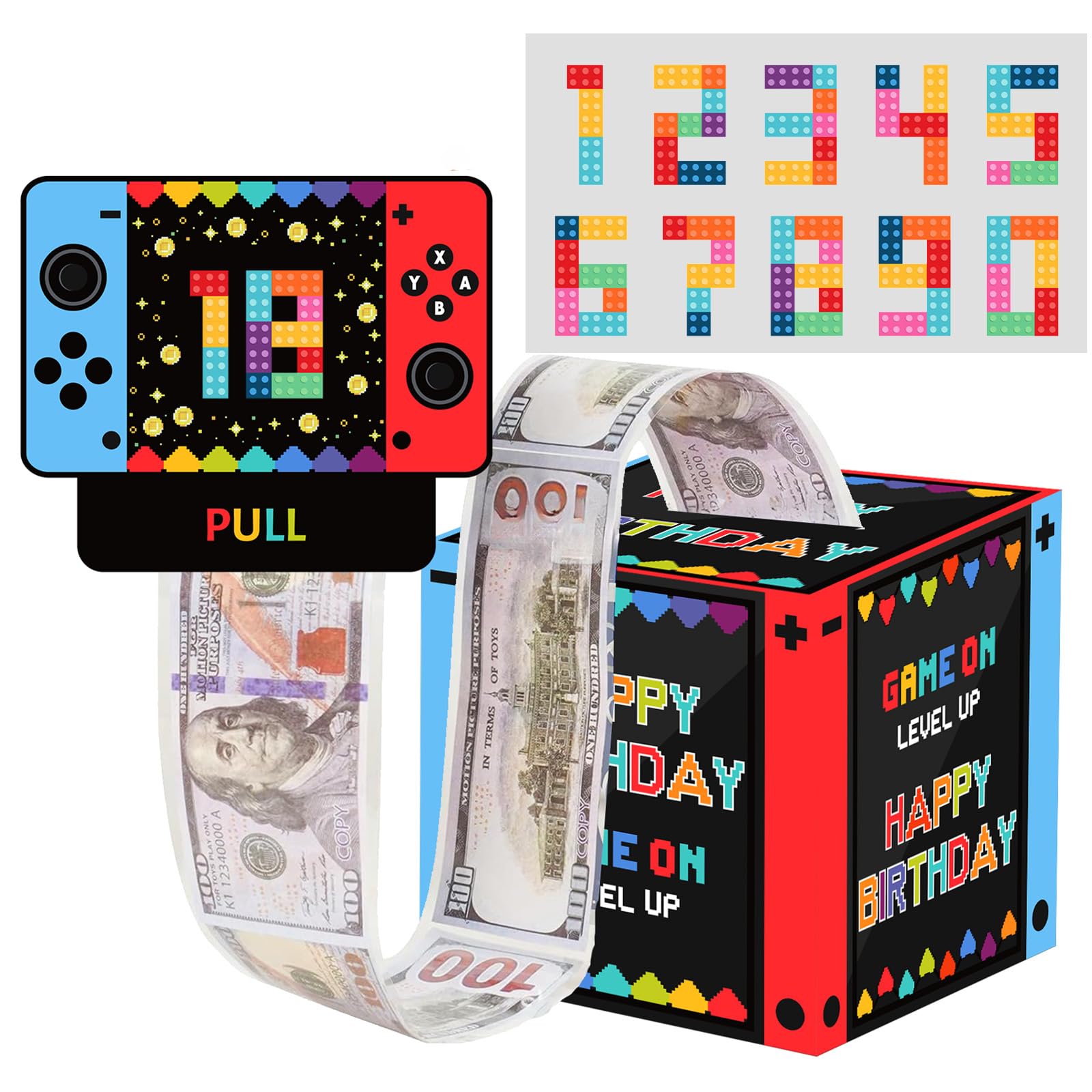 Birthday Money Box Cash Gift Pull, Game Themed Surprise Money Gift Box