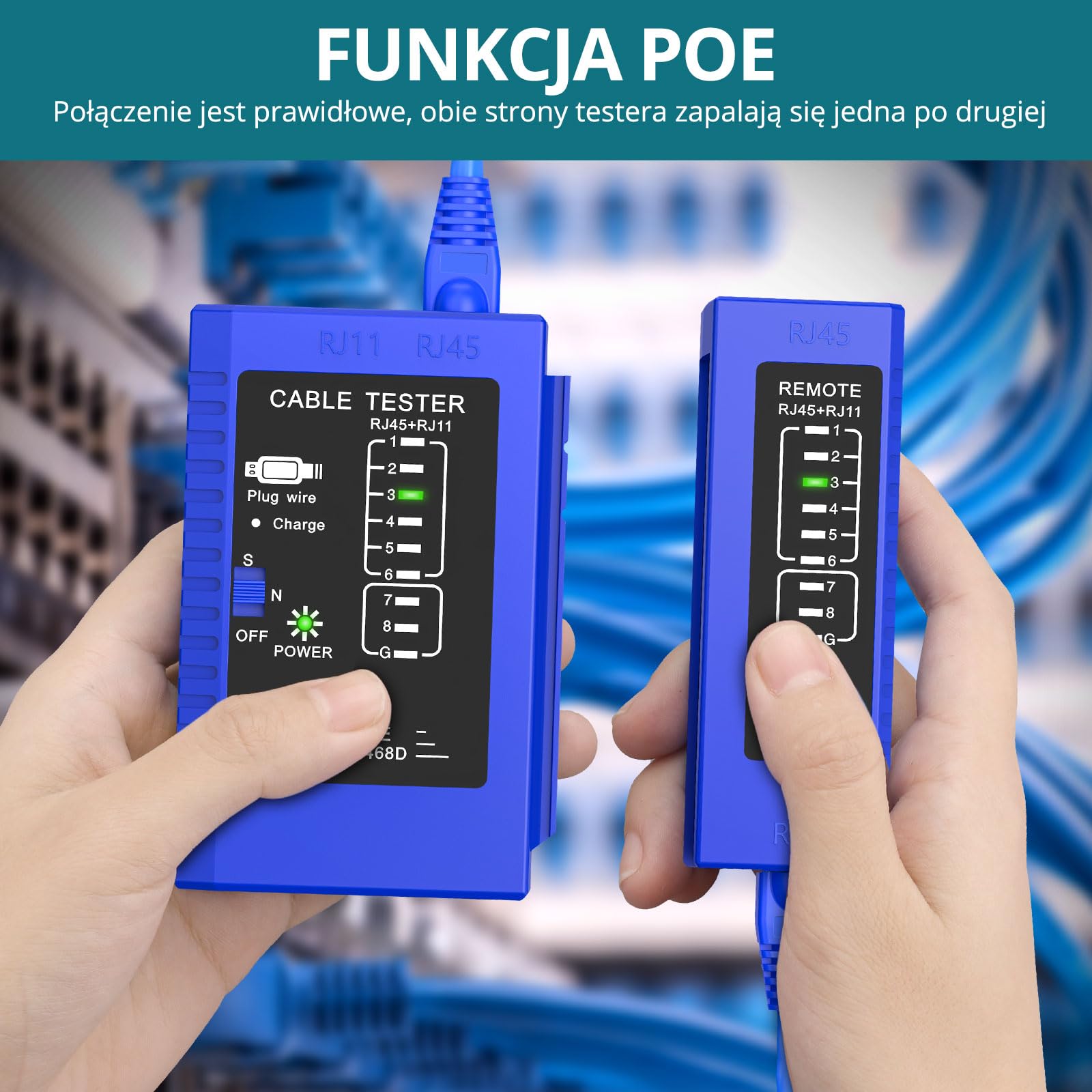 Cat7 Sieciowe narzędzie do zaciskania 3-w-1 Zestaw narzędzi do zaciskania Ethernet dla Cat5/Cat6/Cat7 - Przechodnia zaciskarka RJ45, Tester kabli, Ściągacz przewodów z 50 złączami (20 Cat7 + 30
