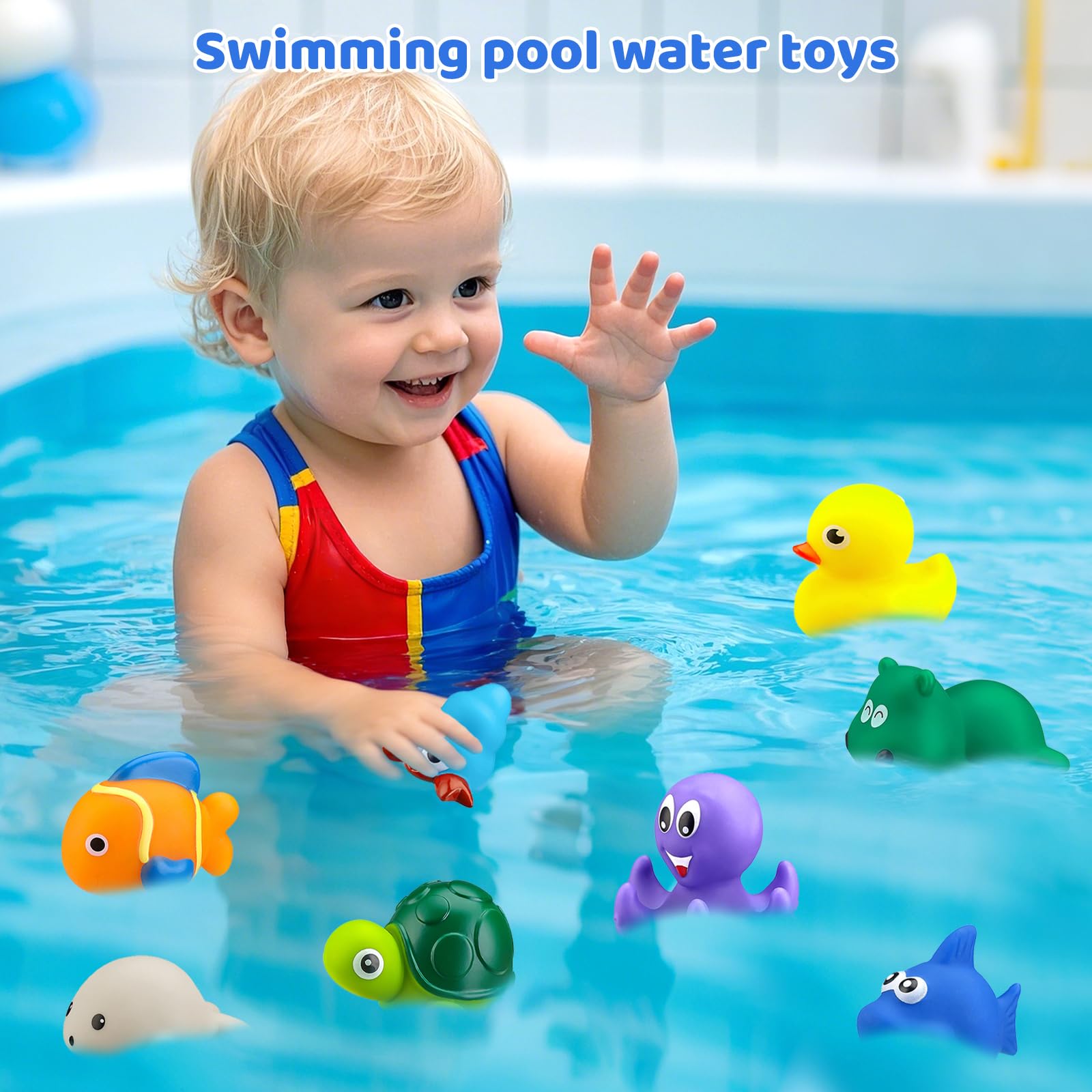 8Pcs LED Floating Light Up Bath Toys, Mold Resistant Baby Bathtub Toys for 6 Months+, Light Up Animal Bath Toys for Toddlers 2 Years Old — view 6