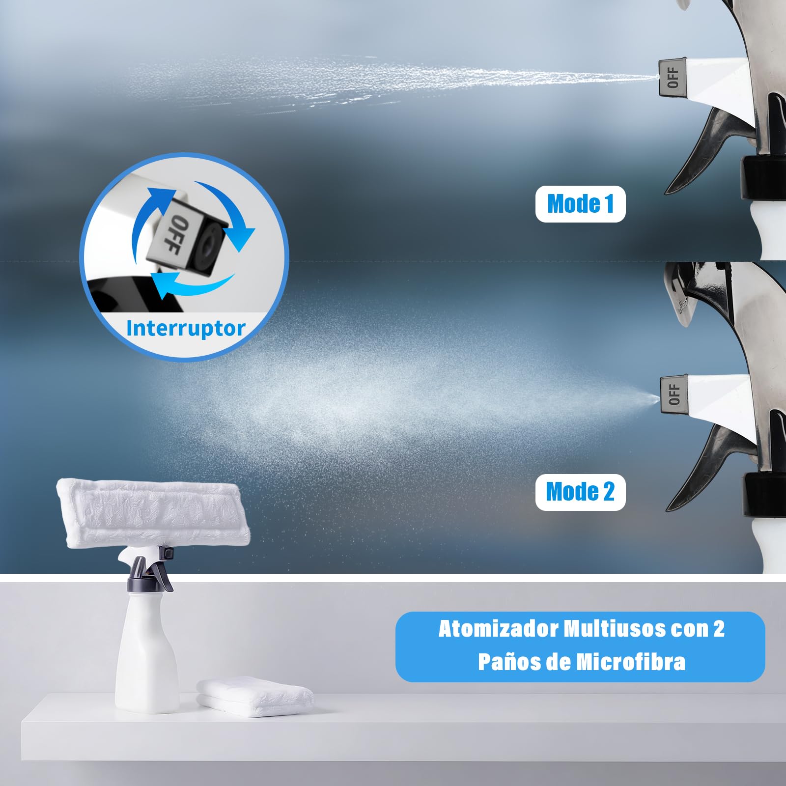 Eave Limpia Cristales, Limpiacristales Electrico con Escobillas de 17cm & 28cm, 2000 pa Limpiar Cristales con 45min de Autonomía & Tanque de Agua de 270ml, Apto para Ventanas, Baños, Mejorada (WC07)