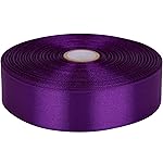 Baocuan 1 inch Purple Satin Ribbon 50 Yards Solid Fabric Ribbons Roll for Wedding Invitations, Bridal Bouquets, Sewing, Party Decorations, Gift Wrapping and More