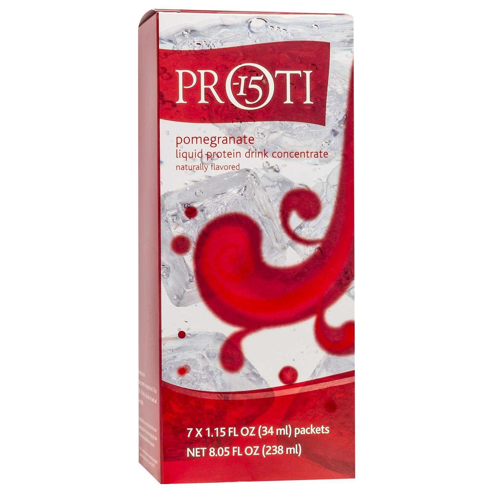 Proti-Thin High Protein Pomegranate Liquid Concentrate - 15g Protein, Low Carb, Low Sugar, Fat-Free, No Gluten Ingredients, Keto Diet-Friendly, Low-Calorie Fruit Drink - 7 Packets/Box