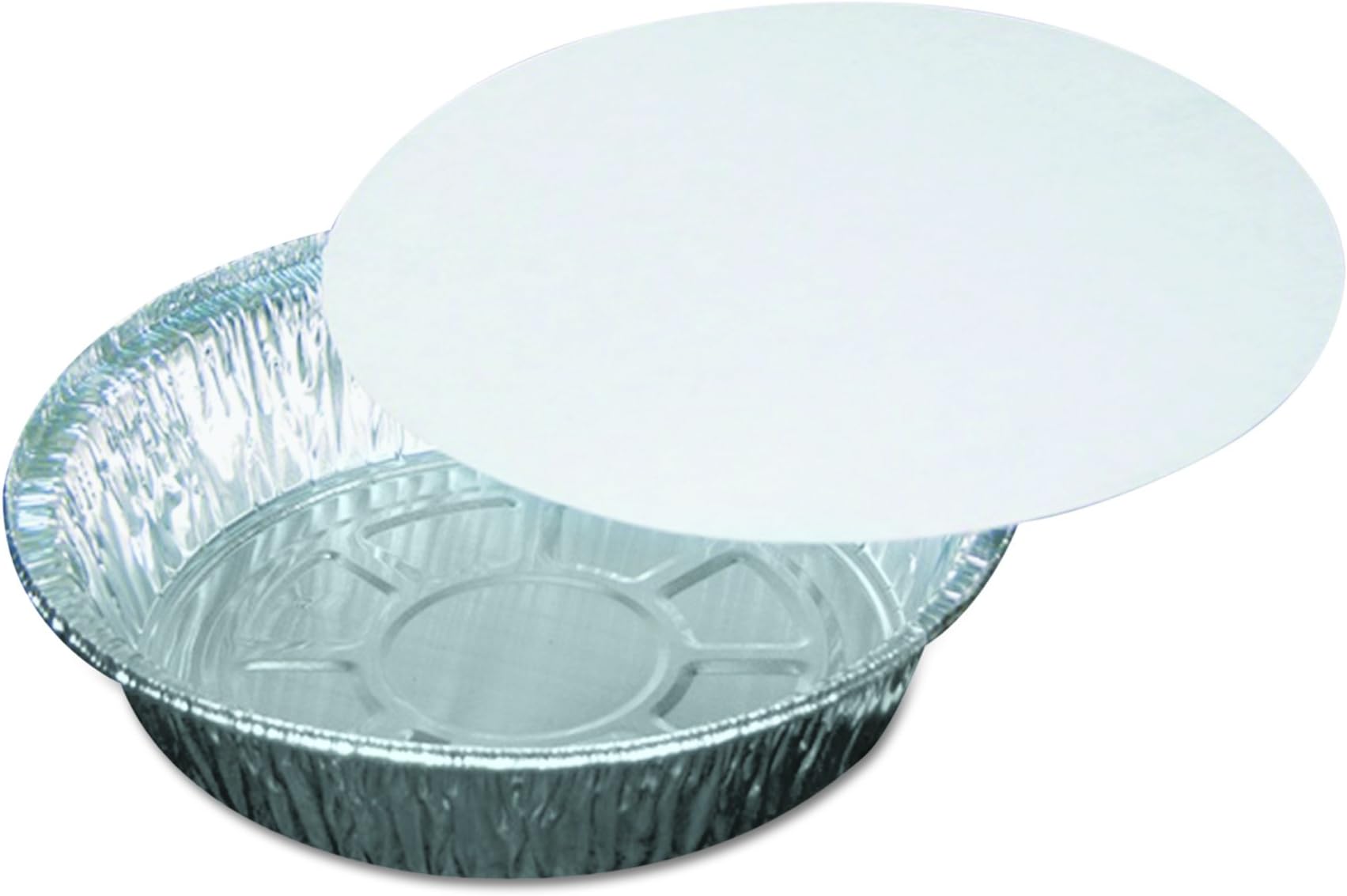 Pactiv Y527TP 2-Part Aluminum Food Containers, Aluminum/White, 7 Dia x 1 3/4h (Case of 200)