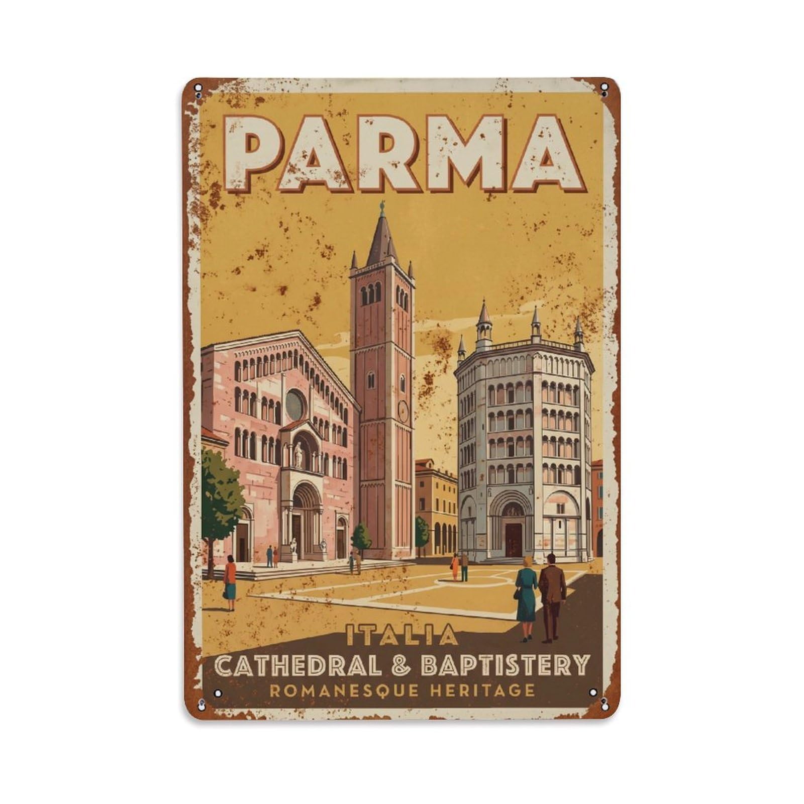 Vintage Travel Parma Italy Metal Tin Sign Wall Decor for Cafe, Club, Garden Metal Poster 8x12Inch