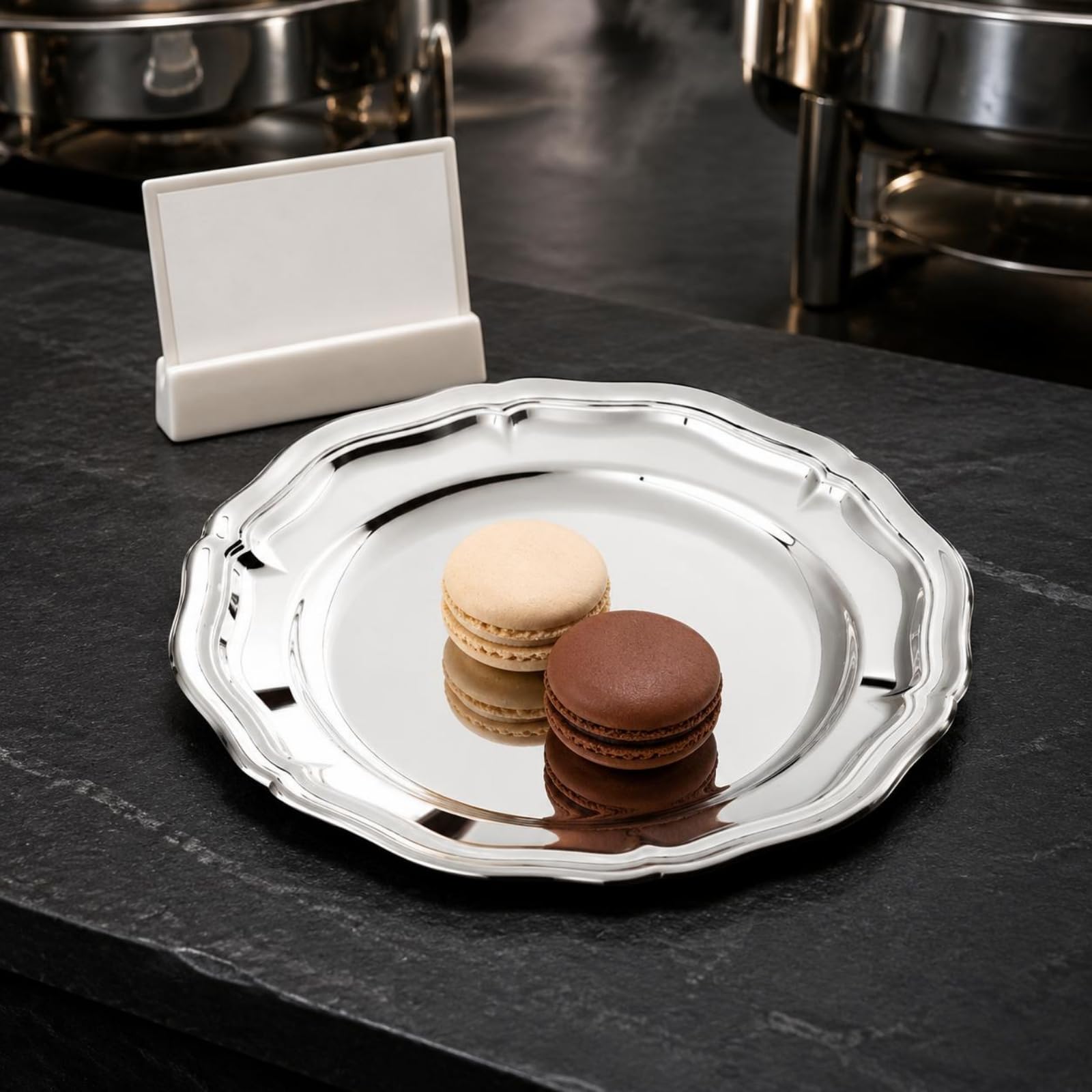 Piatto da Portata Ovale Vassoio Piatto Dessert Antipasti in Acciaio Inox Spesso Design Raffinato Cura Semplice Adatto a Ristoranti Presentazioni Tavola, Vassoio A Quattro Scomparti