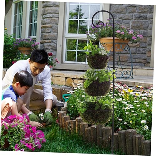 Miniatura 8 de GANAZONO Gancho de pastor de hierro forjado para comedero de pájaros para cerca, comedero de pájaros al aire libre, macetas para cerca, gancho de